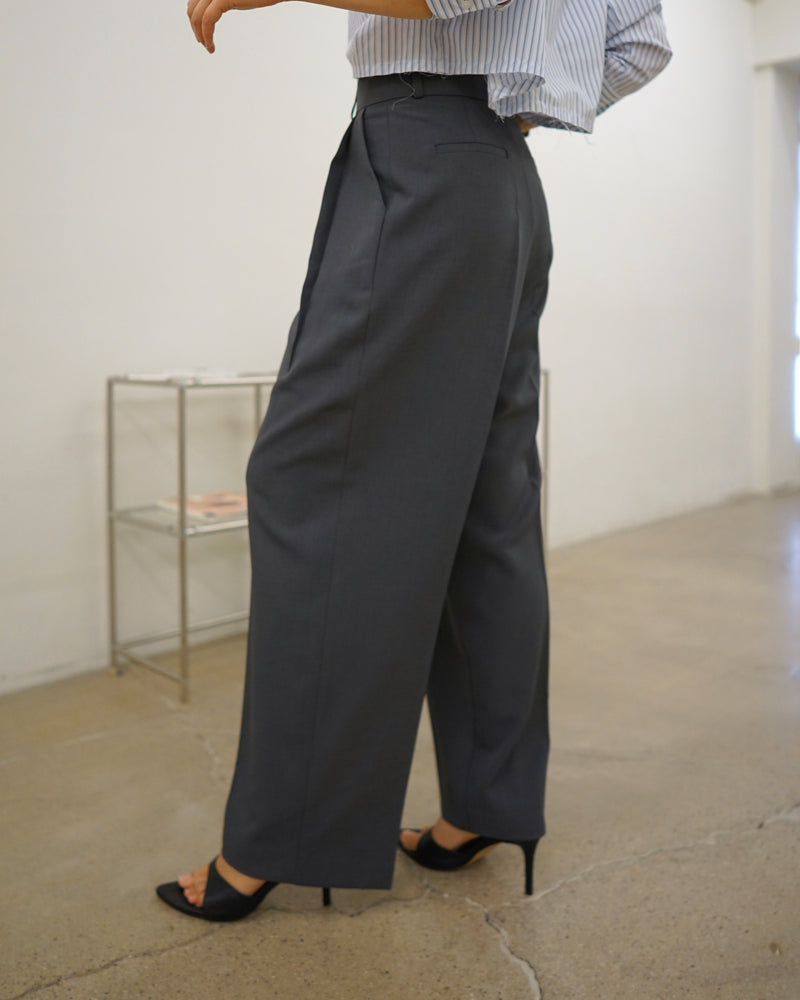 high rise pleated trousers