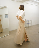 Front slit tulip denim skirt