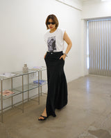 Front slit tulip denim skirt