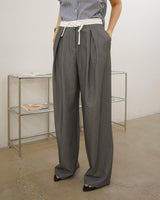 elasticated waistband pleated trousers