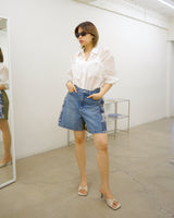 ruched pocket sheer oversized shirt