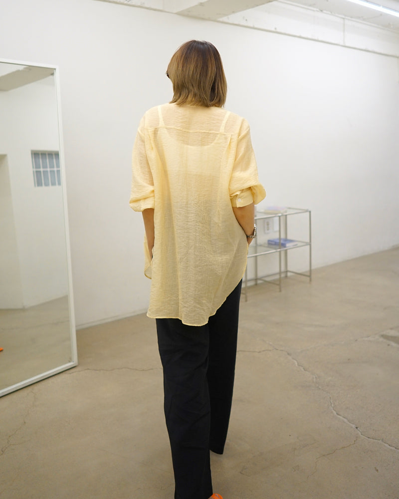 ruched pocket sheer oversized shirt