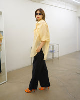 ruched pocket sheer oversized shirt