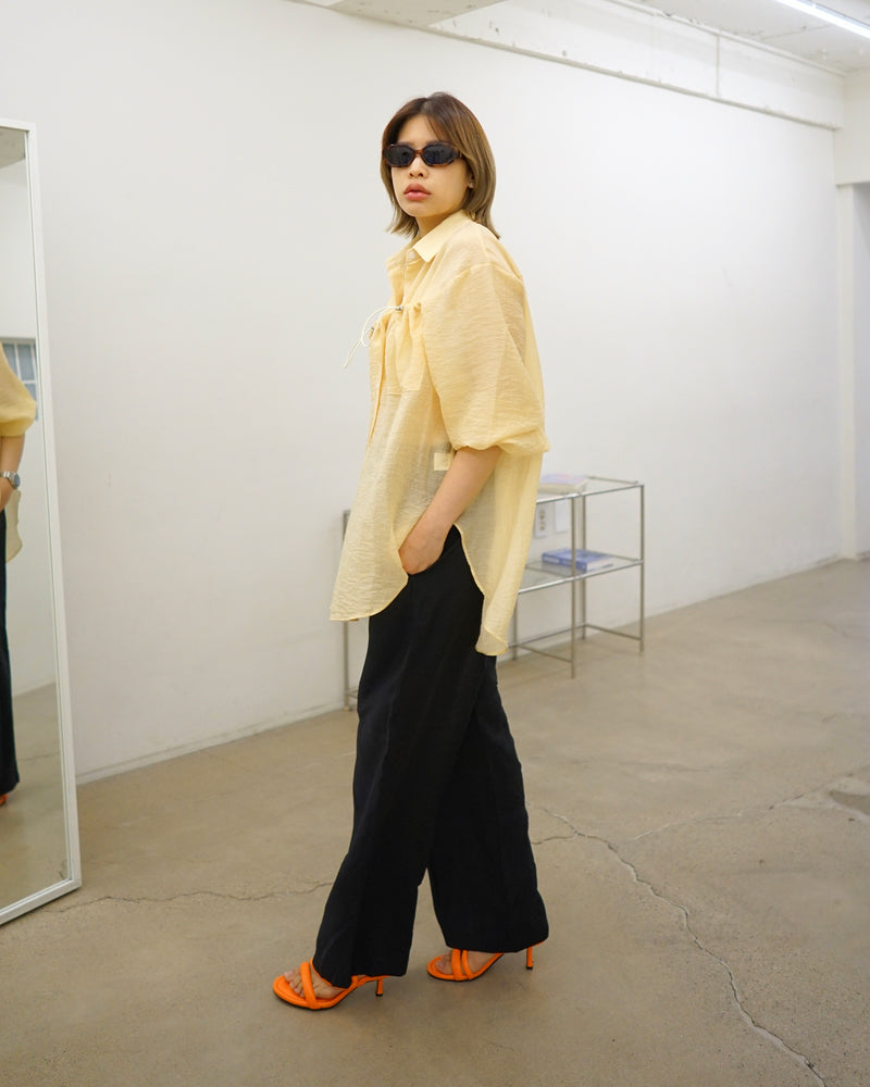 ruched pocket sheer oversized shirt