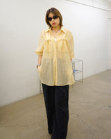 ruched pocket sheer oversized shirt