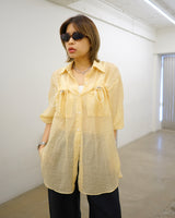ruched pocket sheer oversized shirt