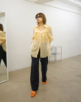 ruched pocket sheer oversized shirt