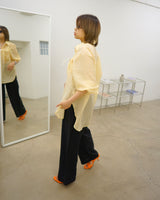 ruched pocket sheer oversized shirt