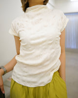 crinkled satin cape sleeve blouse