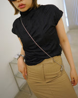 crinkled satin cape sleeve blouse
