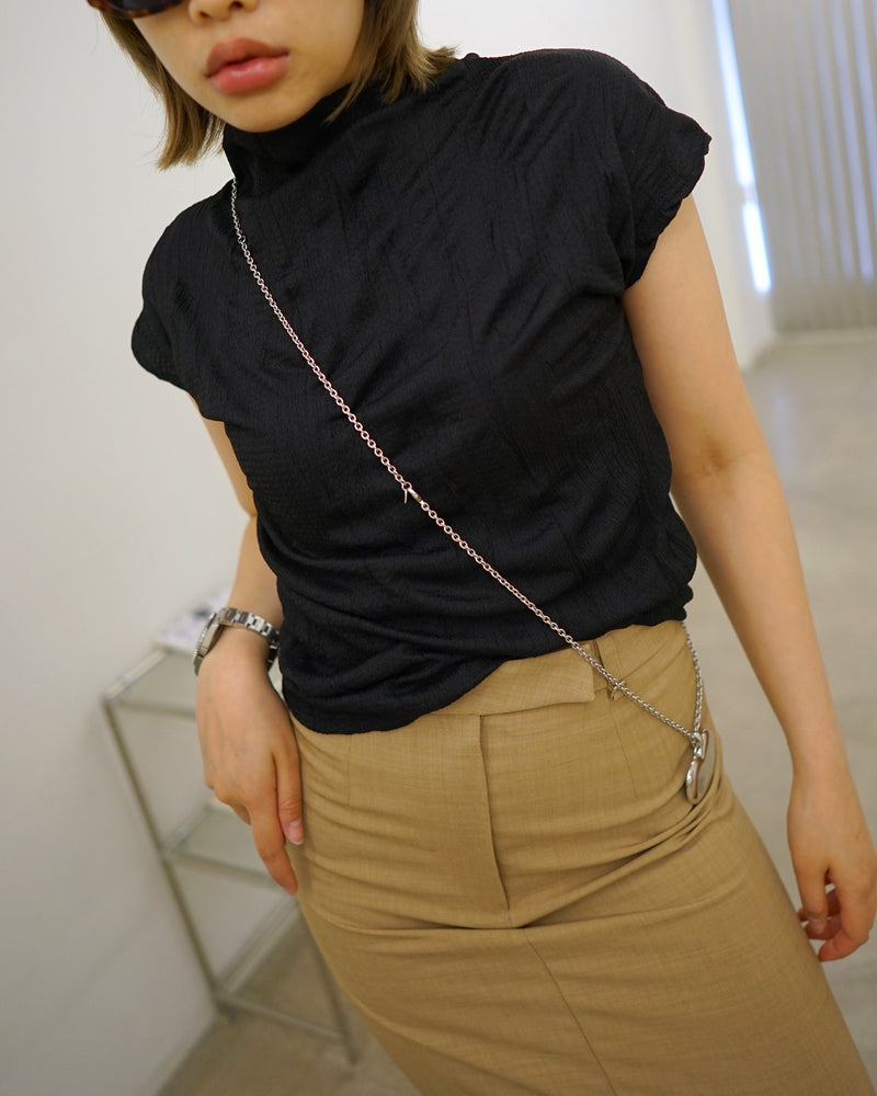 crinkled satin cape sleeve blouse