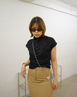 crinkled satin cape sleeve blouse