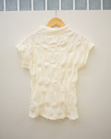 crinkled satin cape sleeve blouse