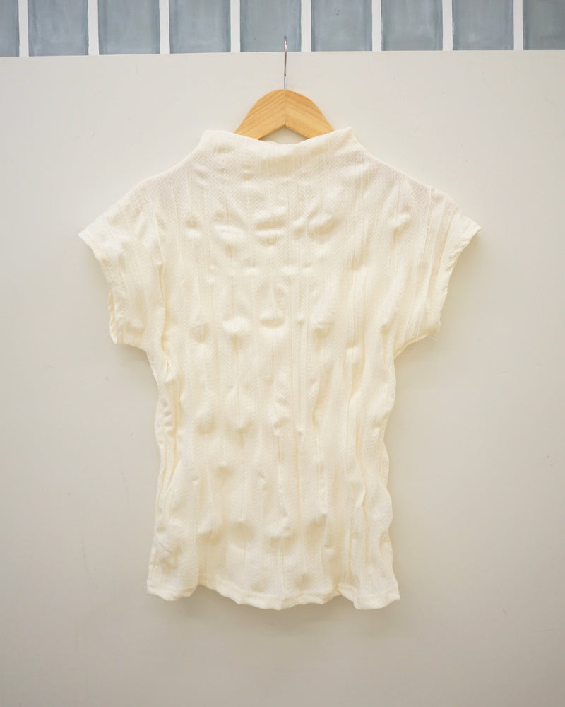 crinkled satin cape sleeve blouse