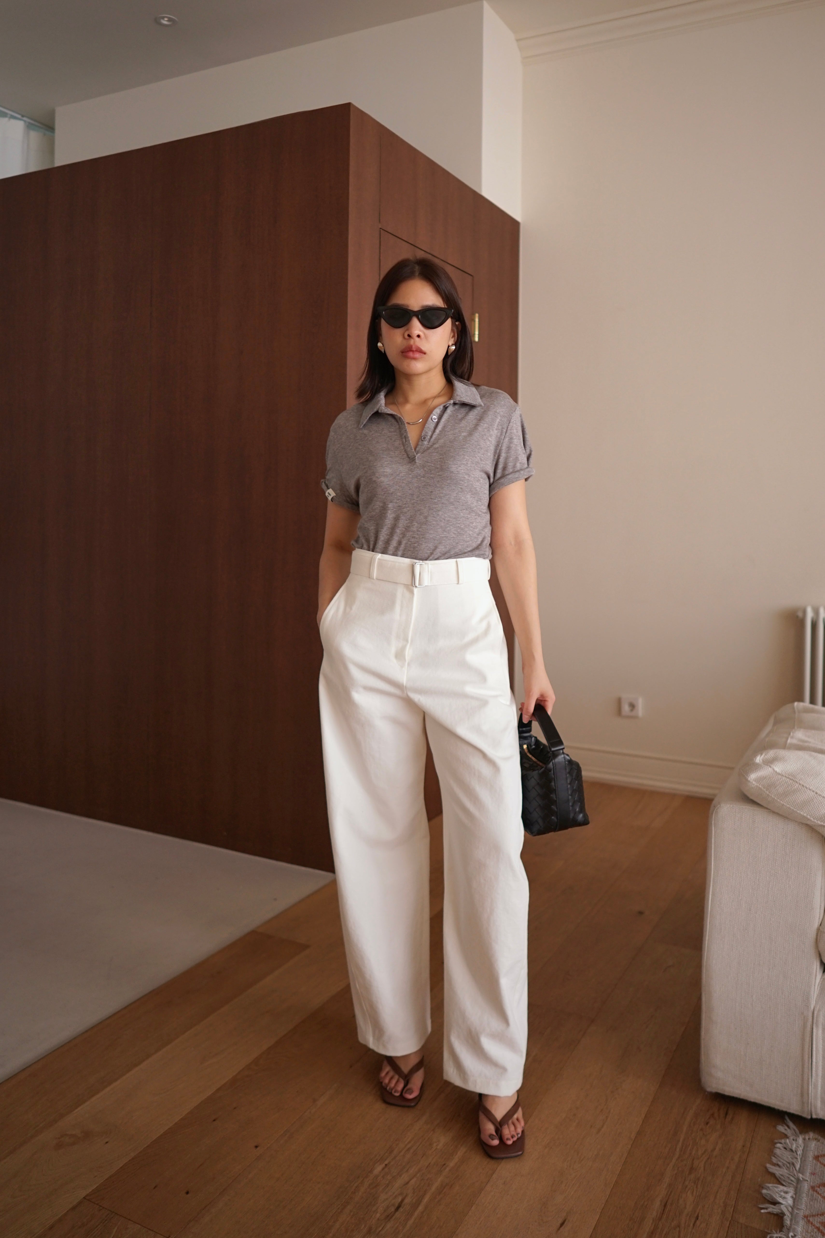 rolled-up sleeve soft polo tee