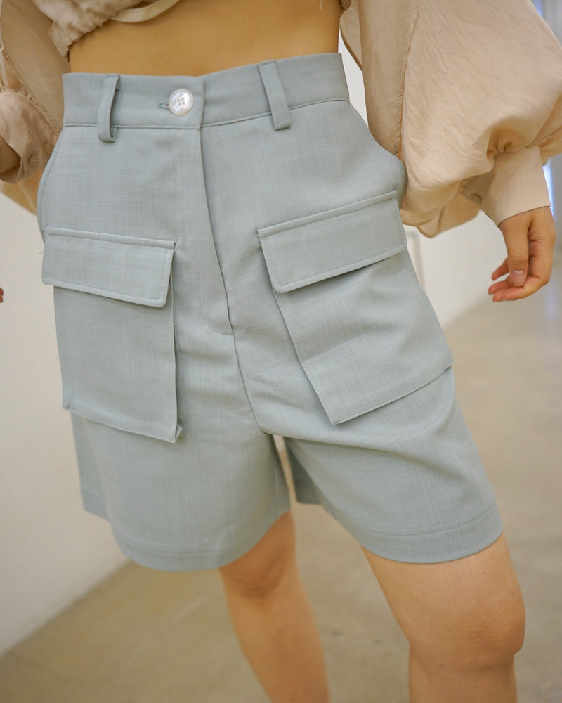 highrise pocket linen shorts