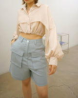 highrise pocket linen shorts