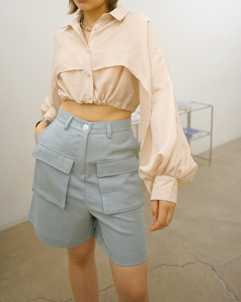 highrise pocket linen shorts