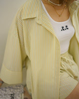 unbalance wide sleeve stripe shirt
