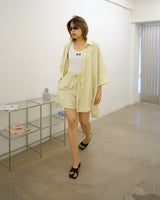 unbalance wide sleeve stripe shirt