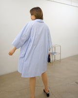unbalance wide sleeve stripe shirt