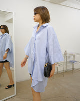 unbalance wide sleeve stripe shirt