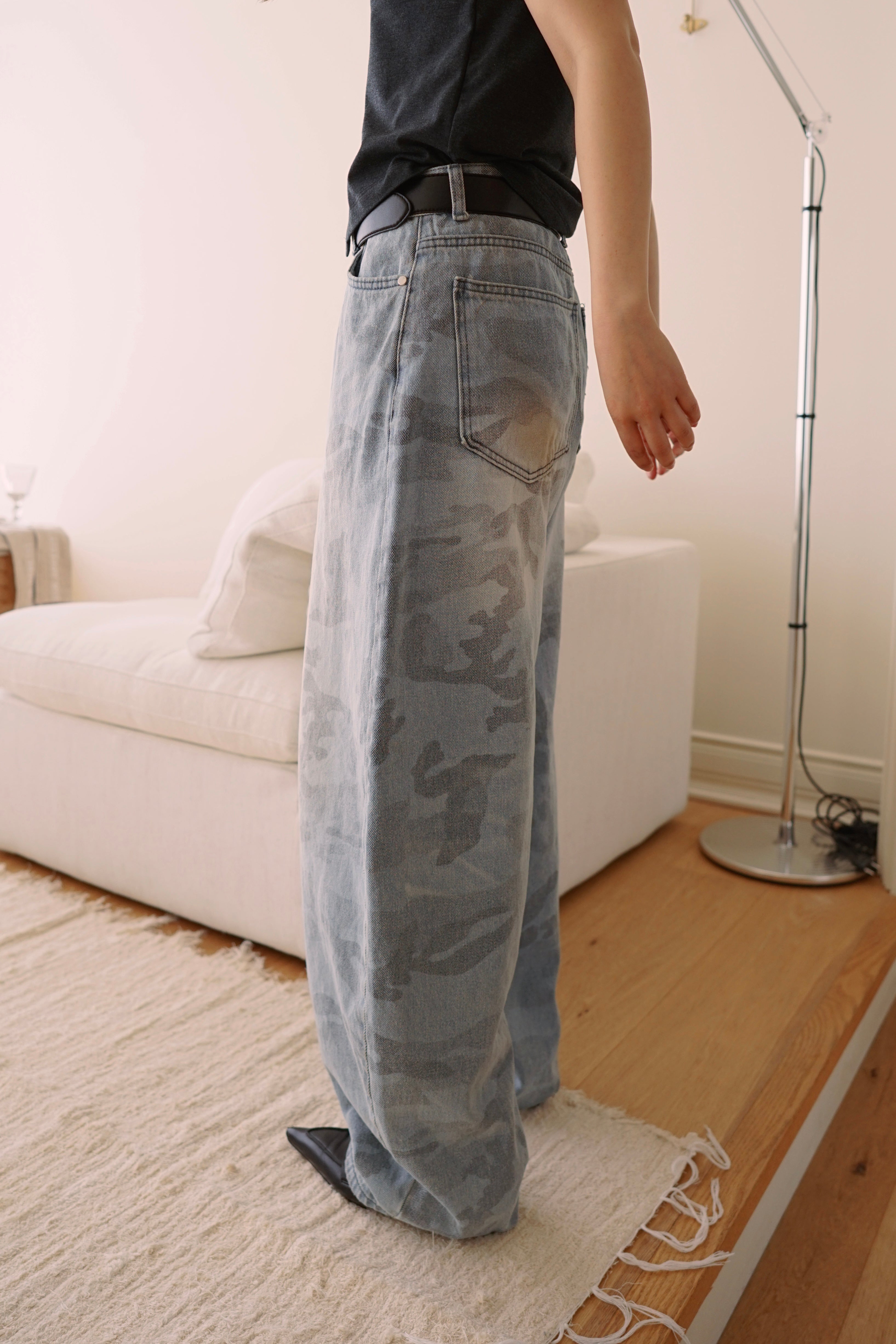 fade camo barrel jeans