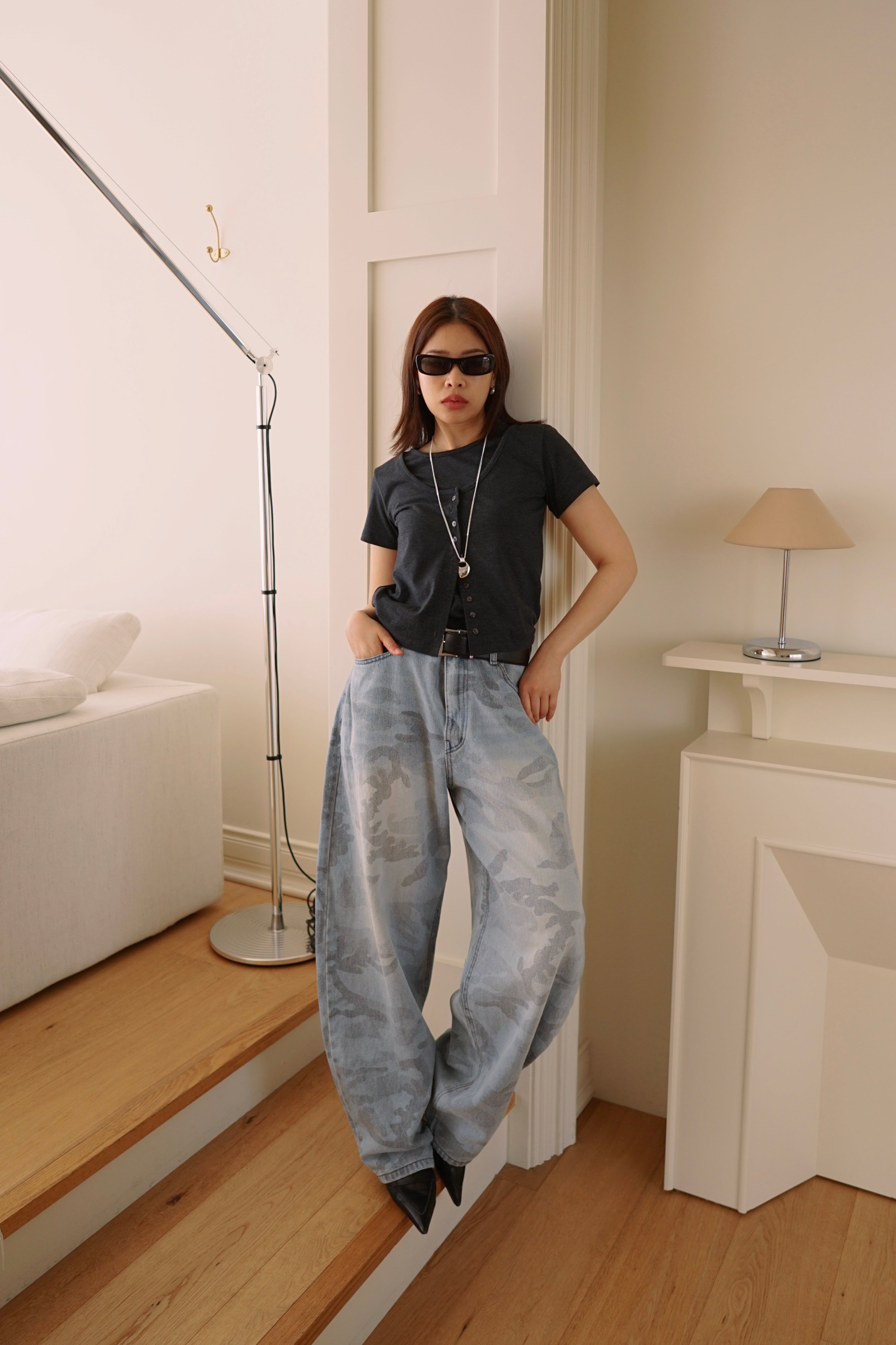 fade camo barrel jeans