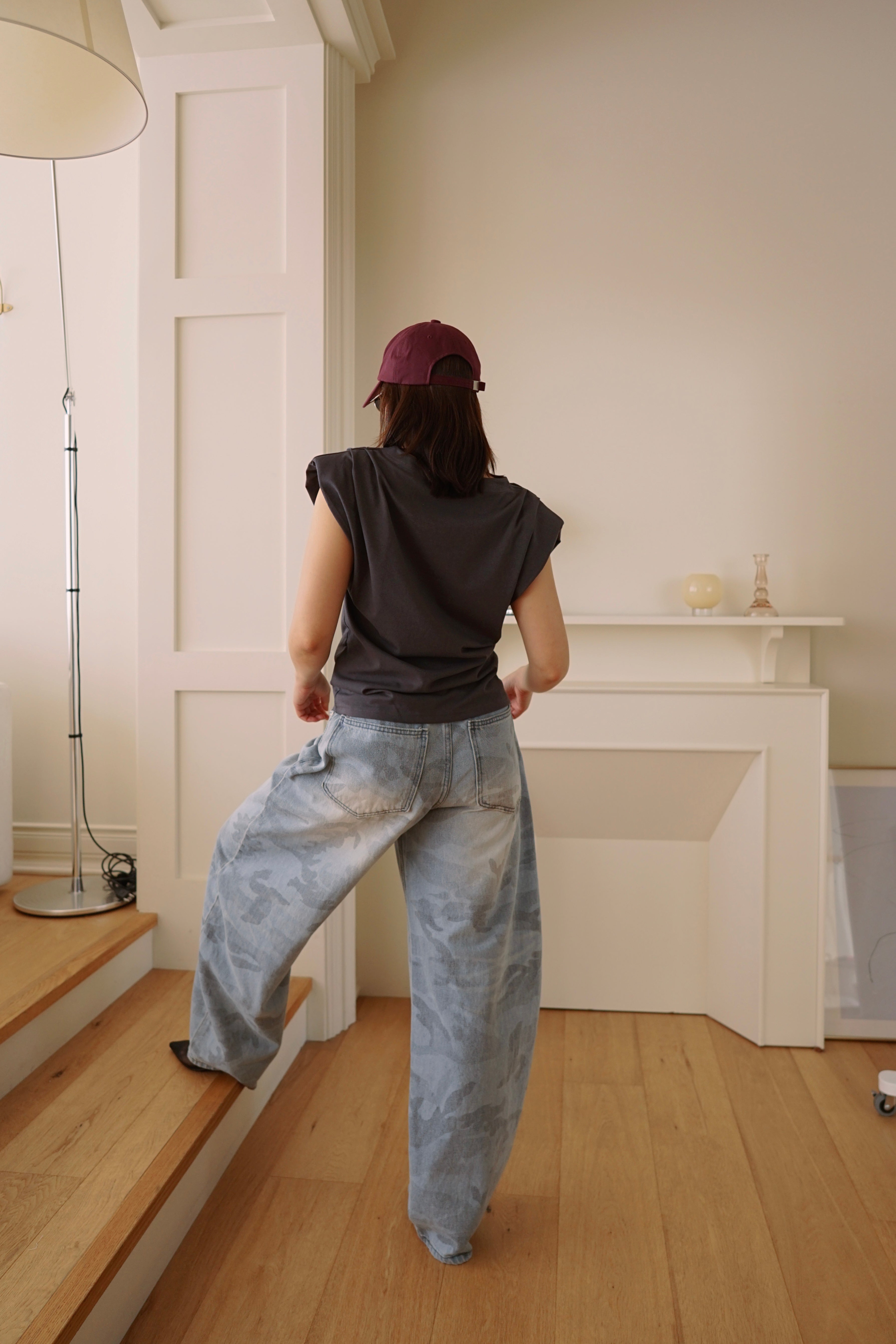 fade camo barrel jeans