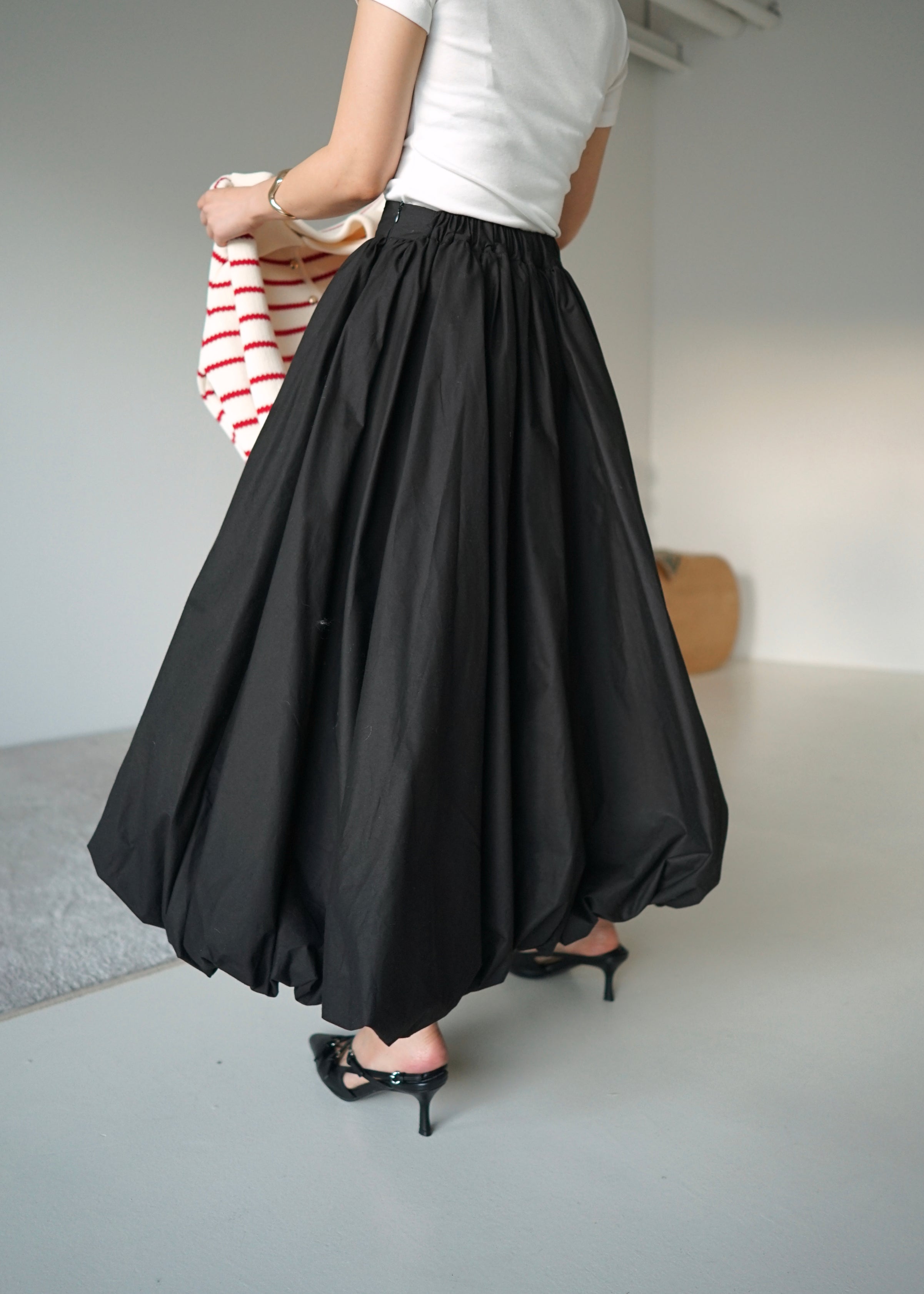 cotton bubble maxi skirt