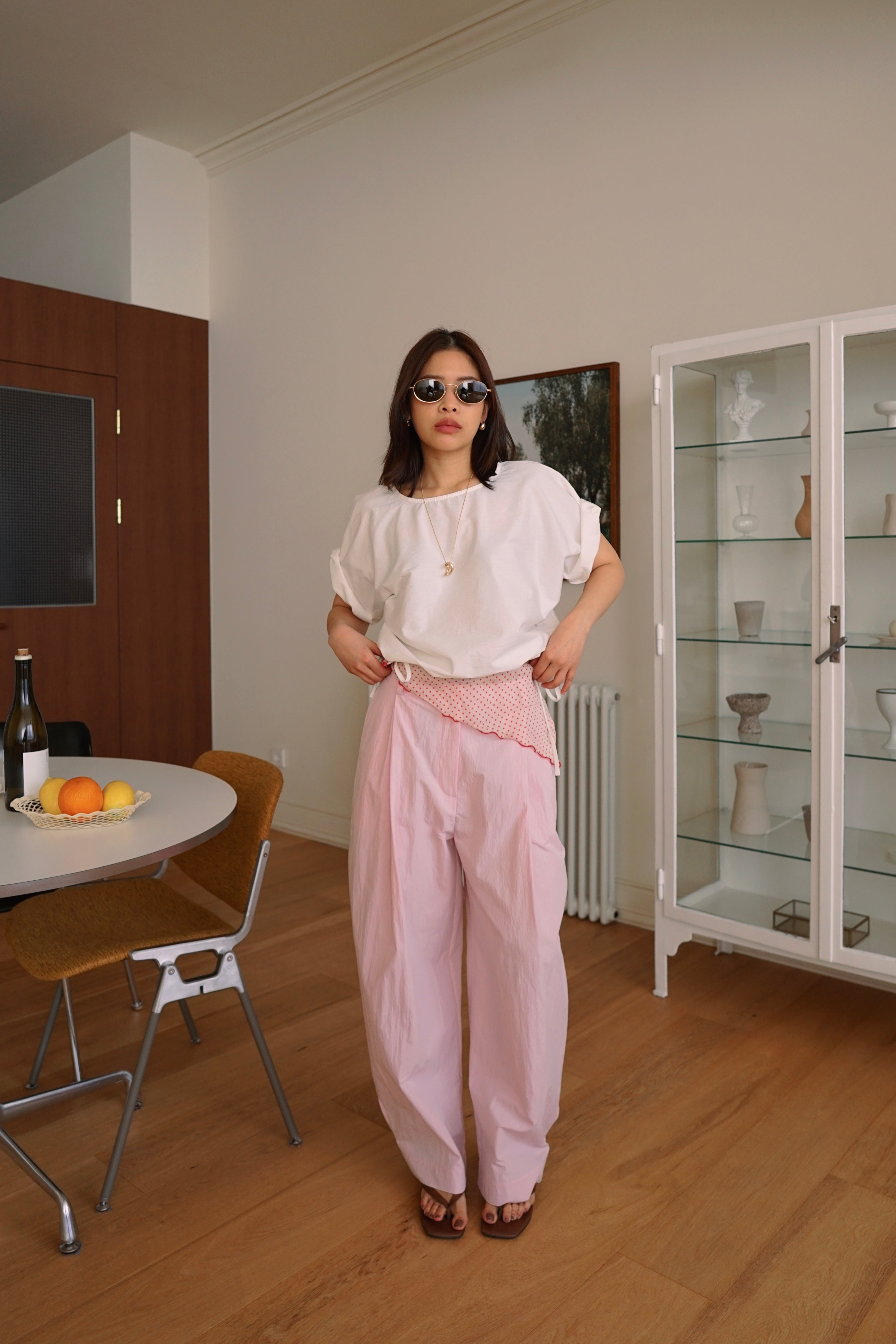 adjustable waist balloon crop blouse