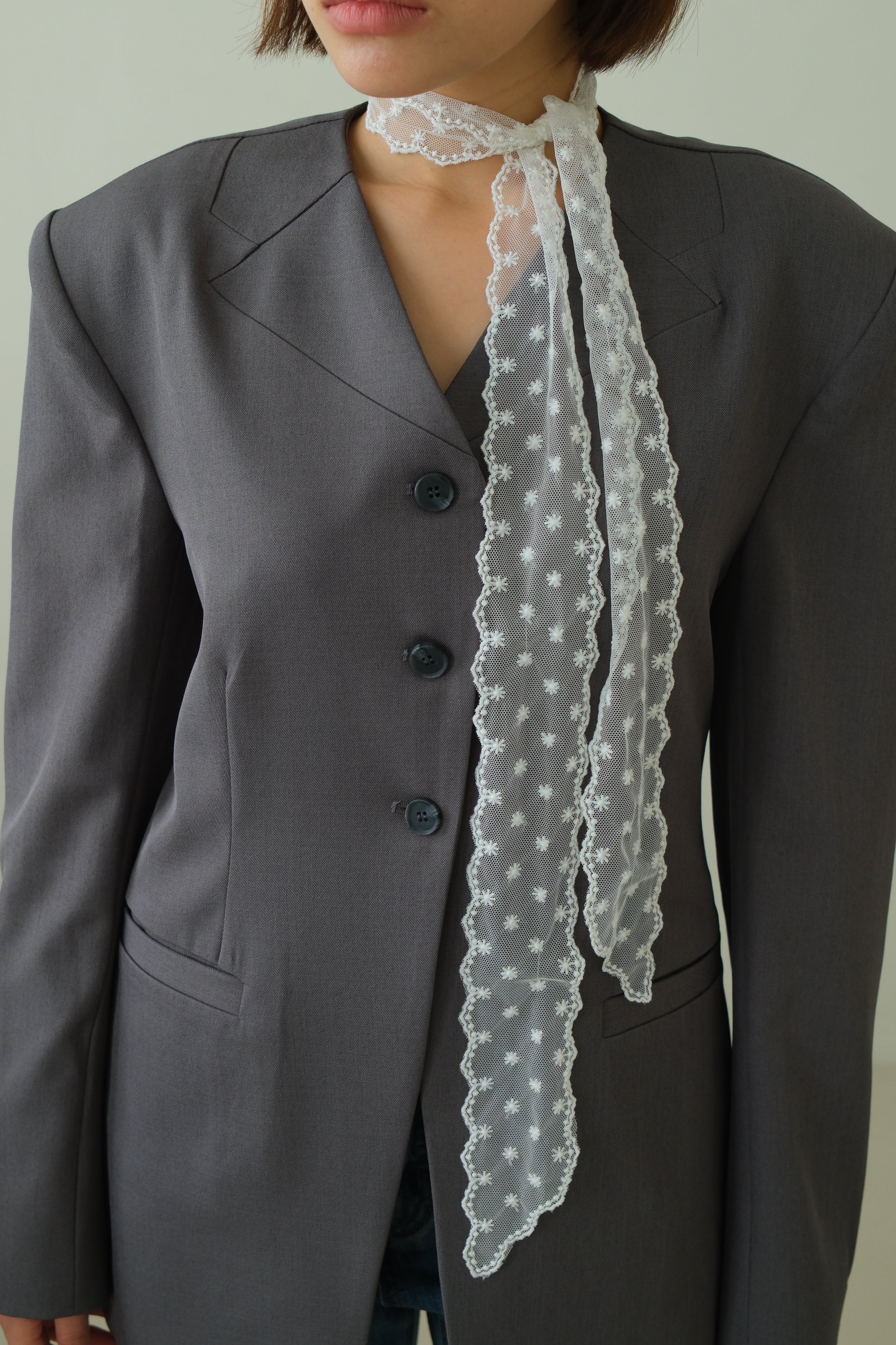 Collarless V-Neck Longline Blazer