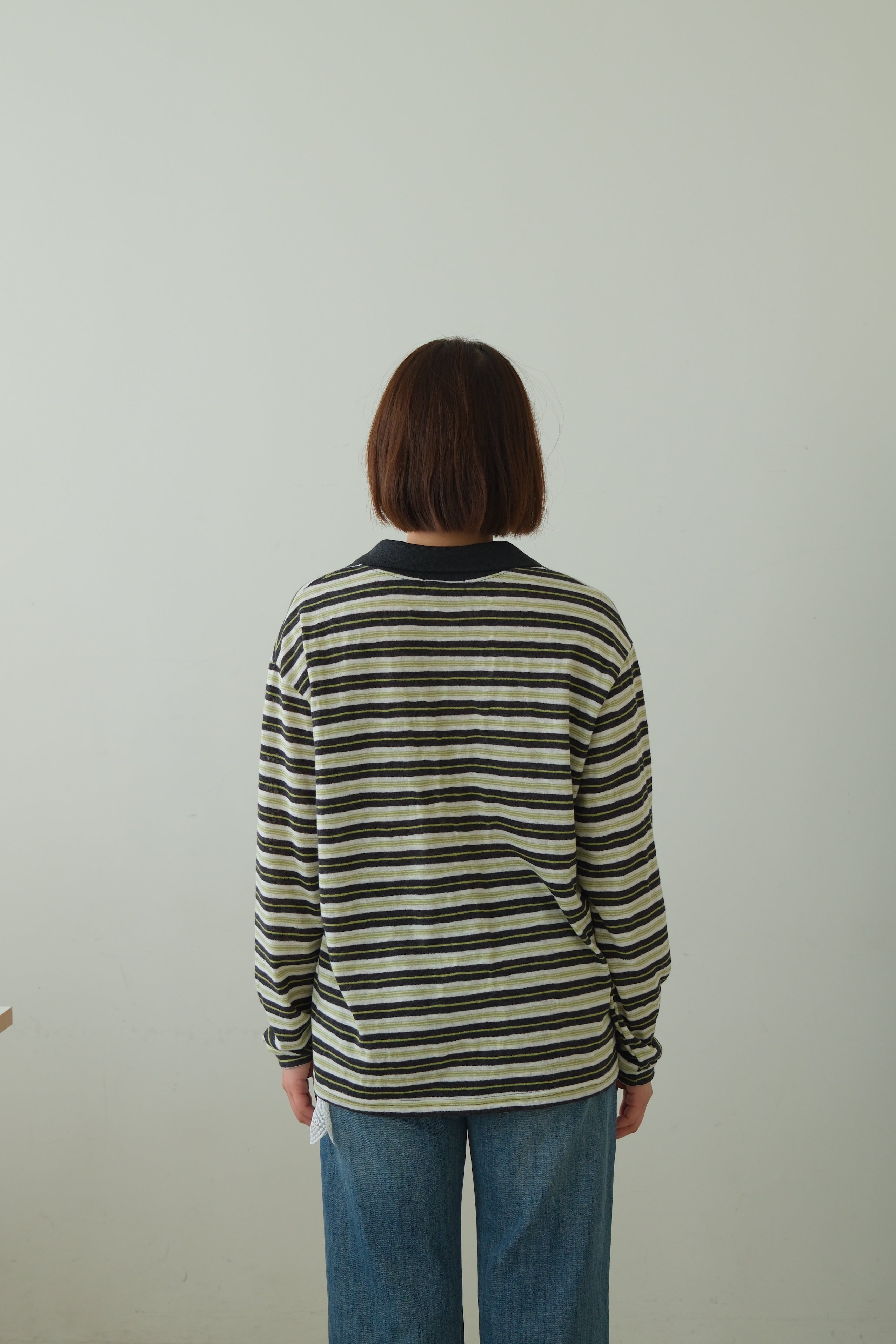 Preppy Striped Polo Long Sleeve Top