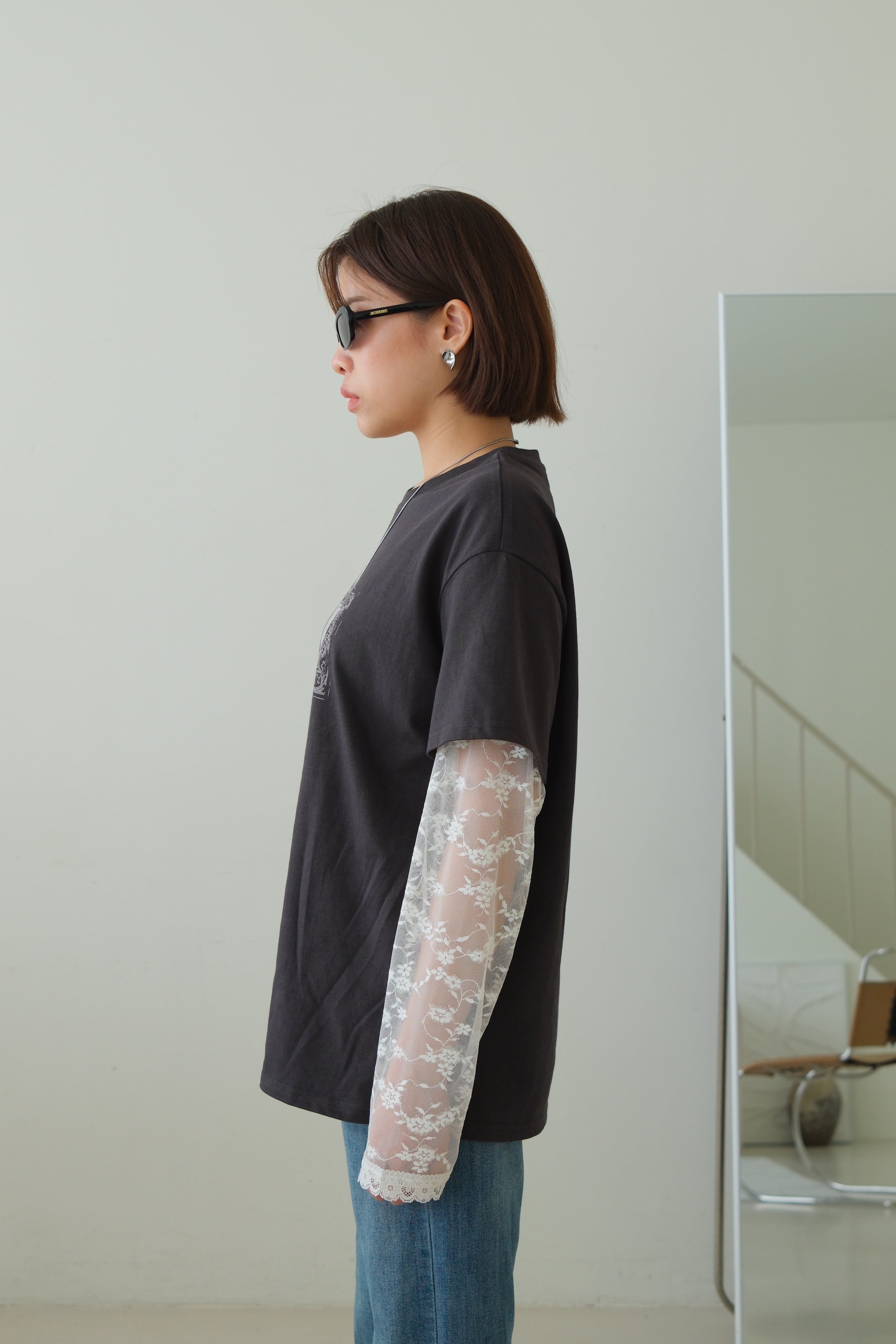 Elois Lace Sleeve Layered Tee