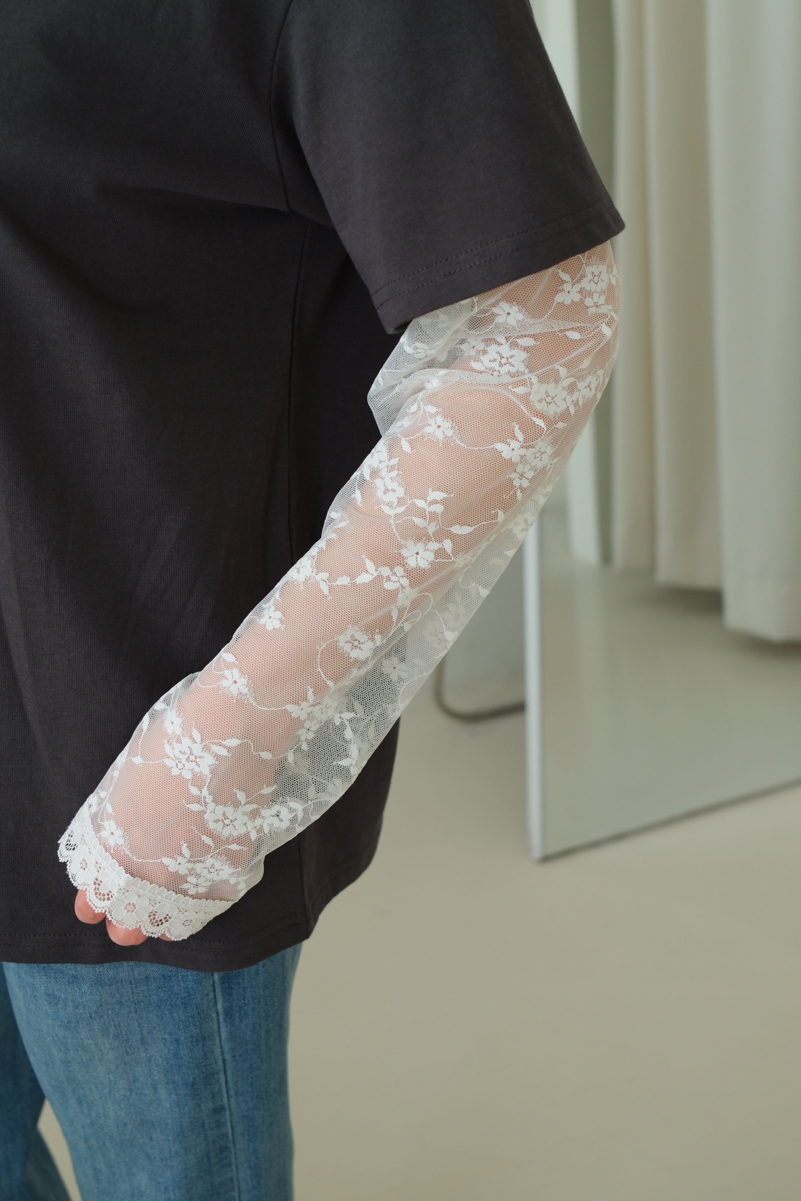 Elois Lace Sleeve Layered Tee