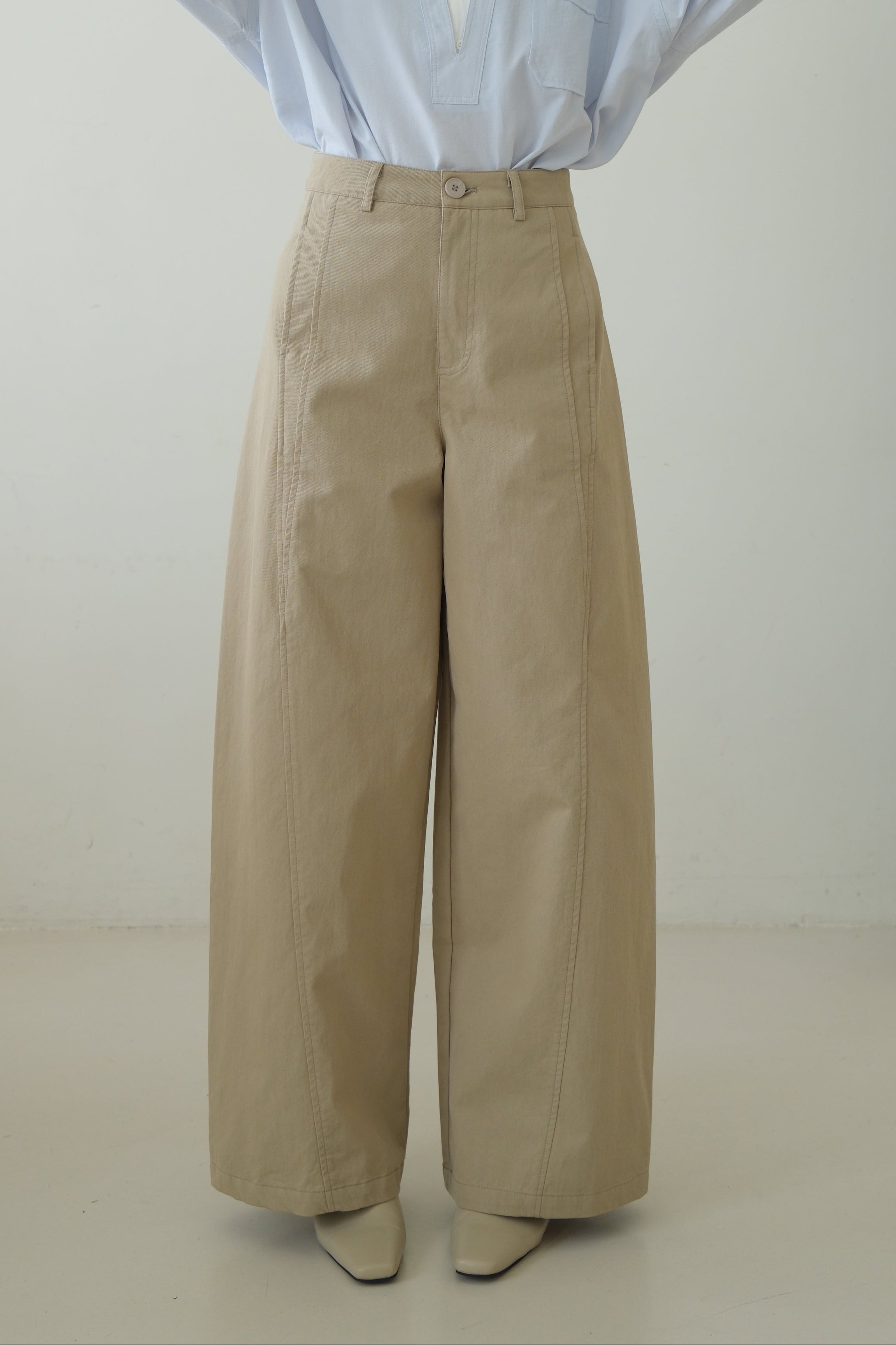 High-Waisted Straight Wide Pants with Pleat Detail