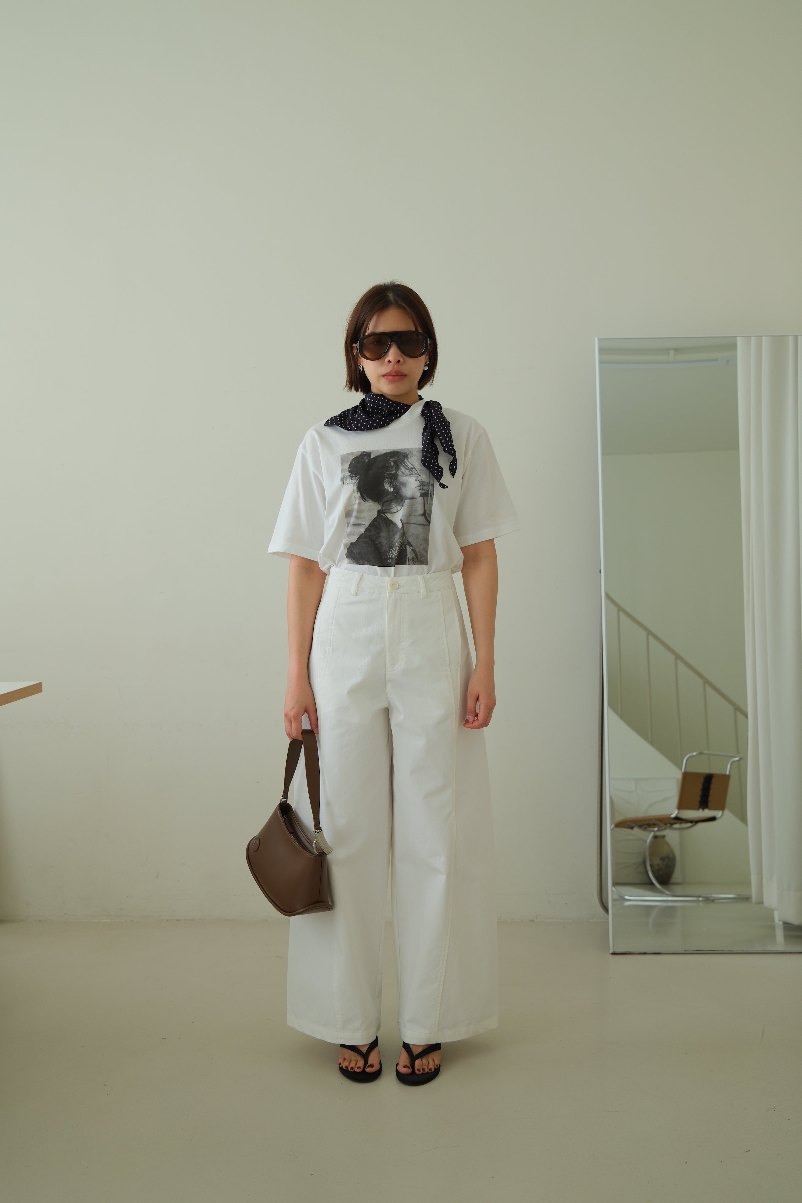 High-Waisted Straight Wide Pants with Pleat Detail