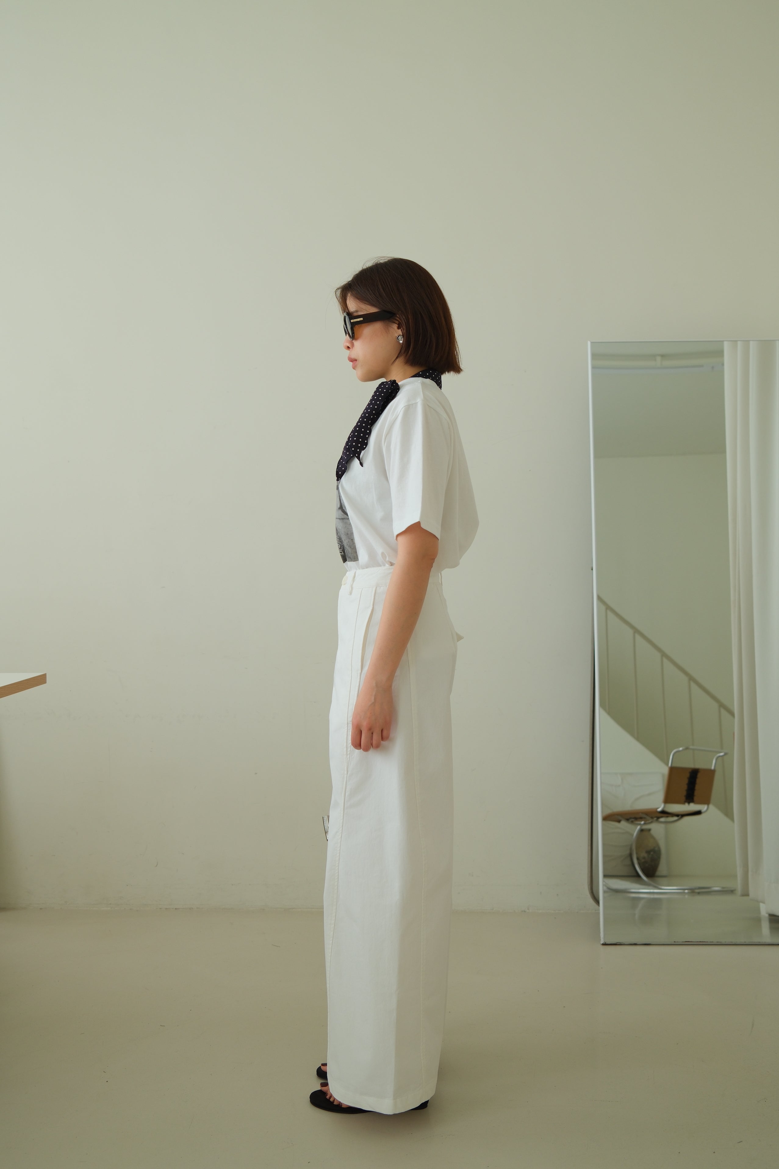 High-Waisted Straight Wide Pants with Pleat Detail