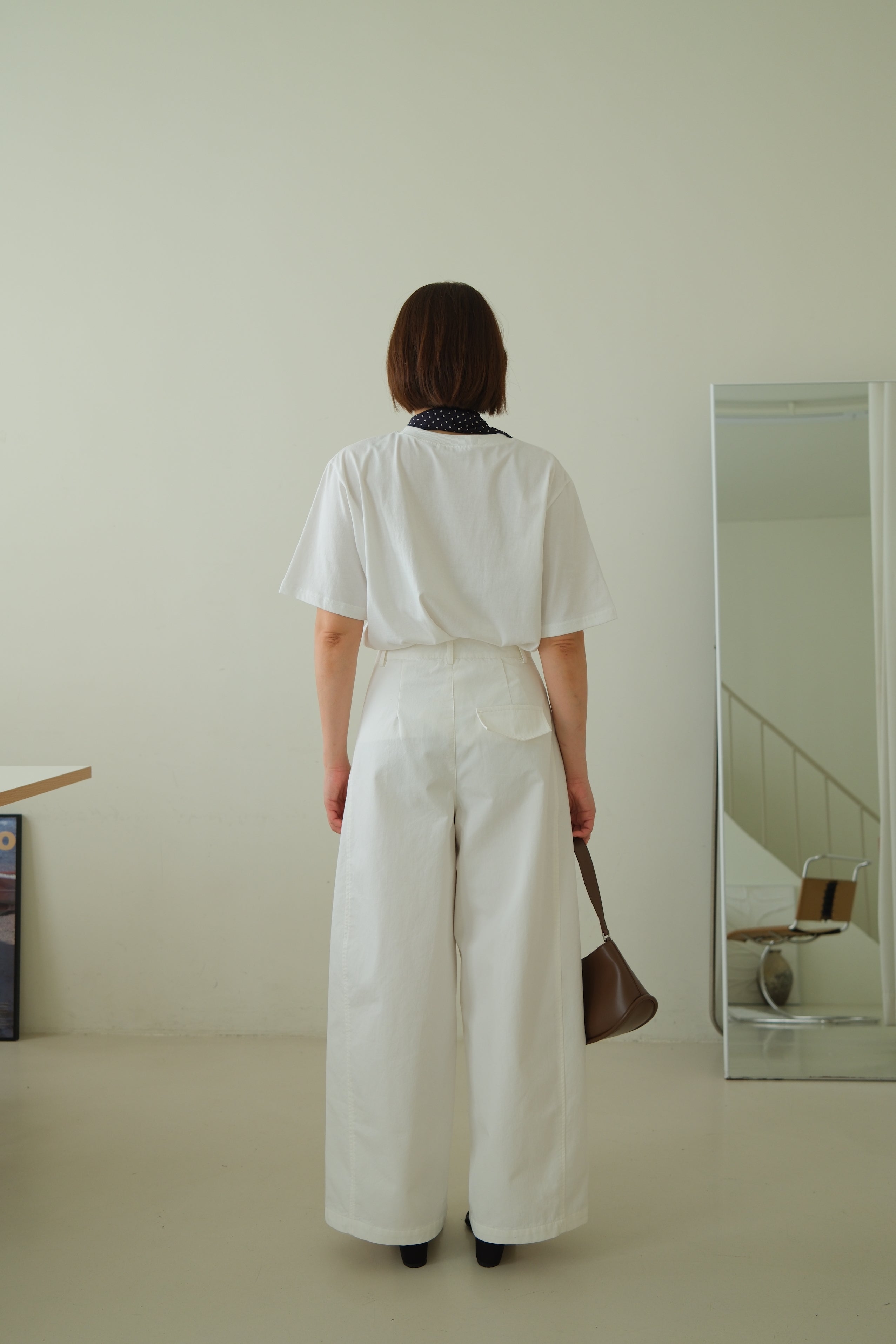 High-Waisted Straight Wide Pants with Pleat Detail