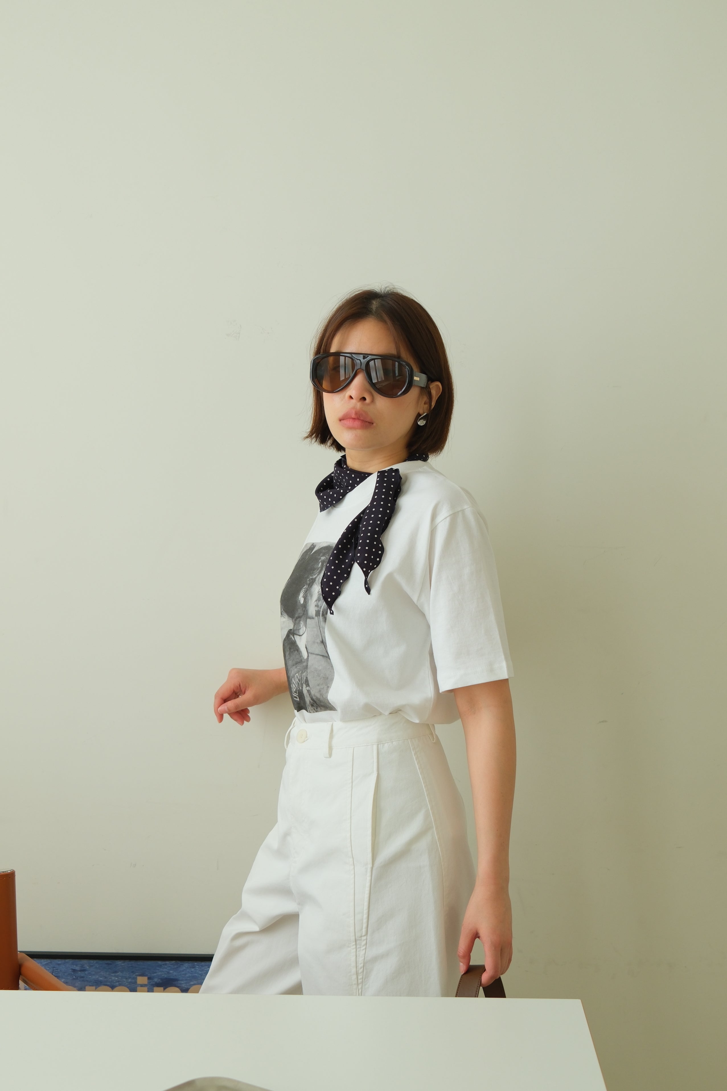 Ashley Graphic Tee with Scarf Detail