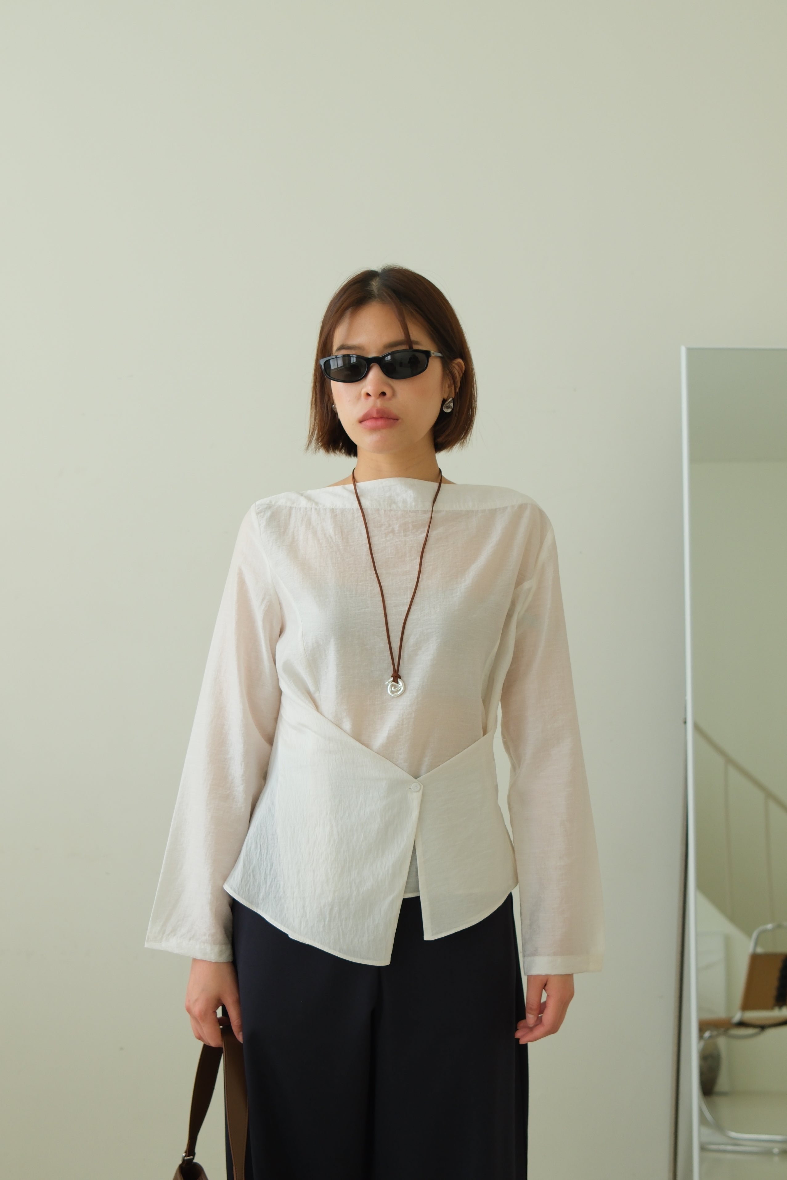 Boat Neck Waist Detail Top