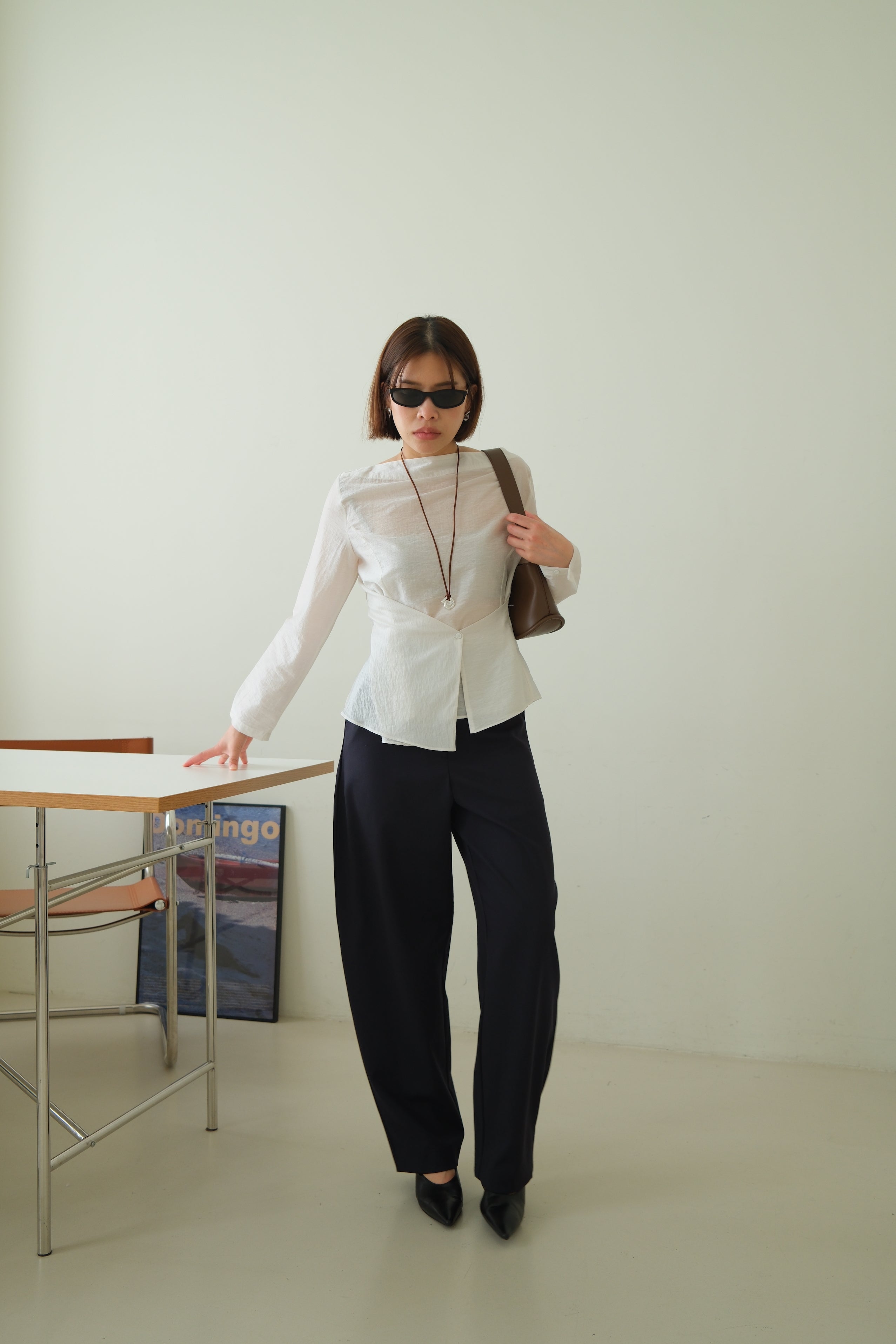 Boat Neck Waist Detail Top