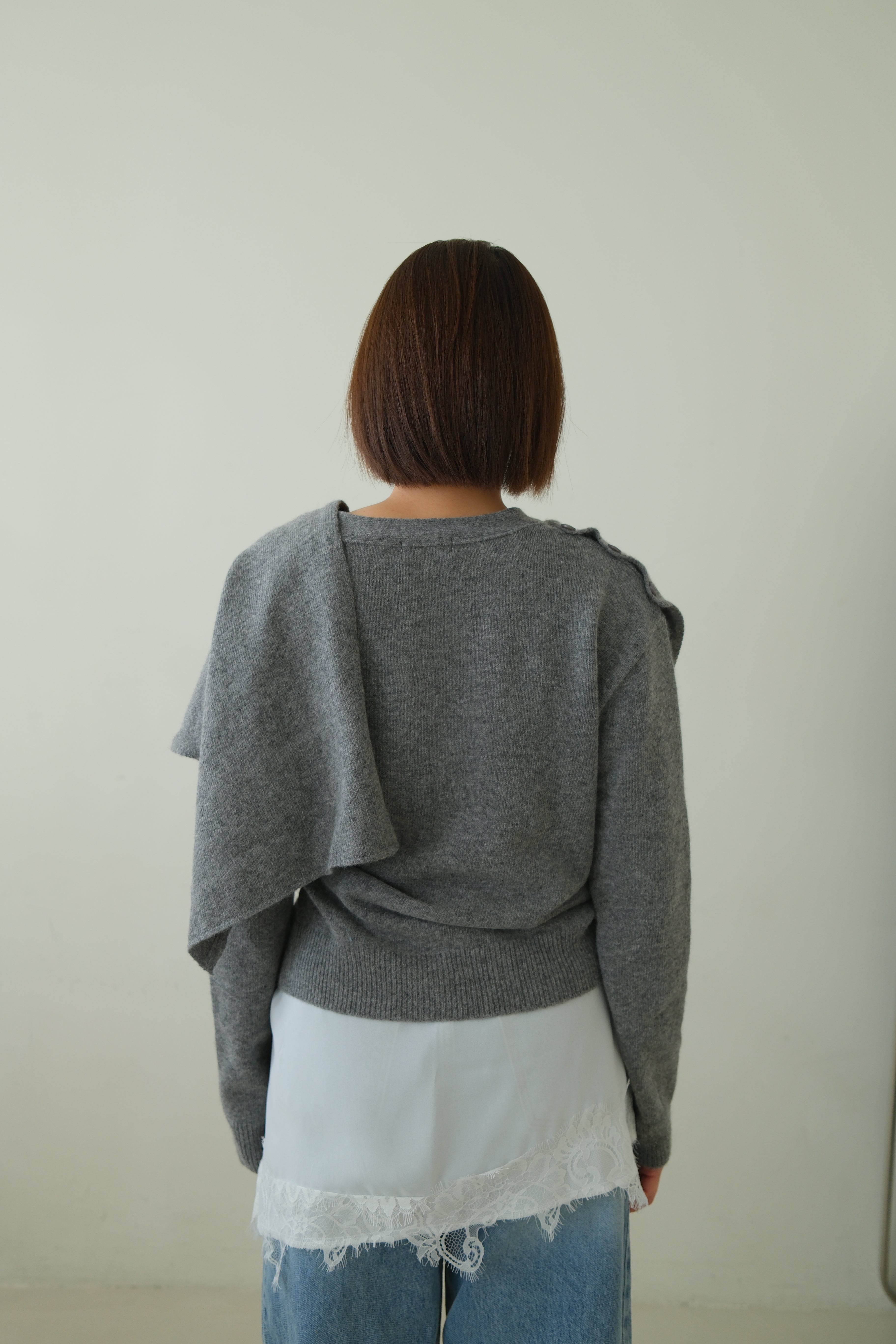 Rac scarf button cardigan (detachable scarf)