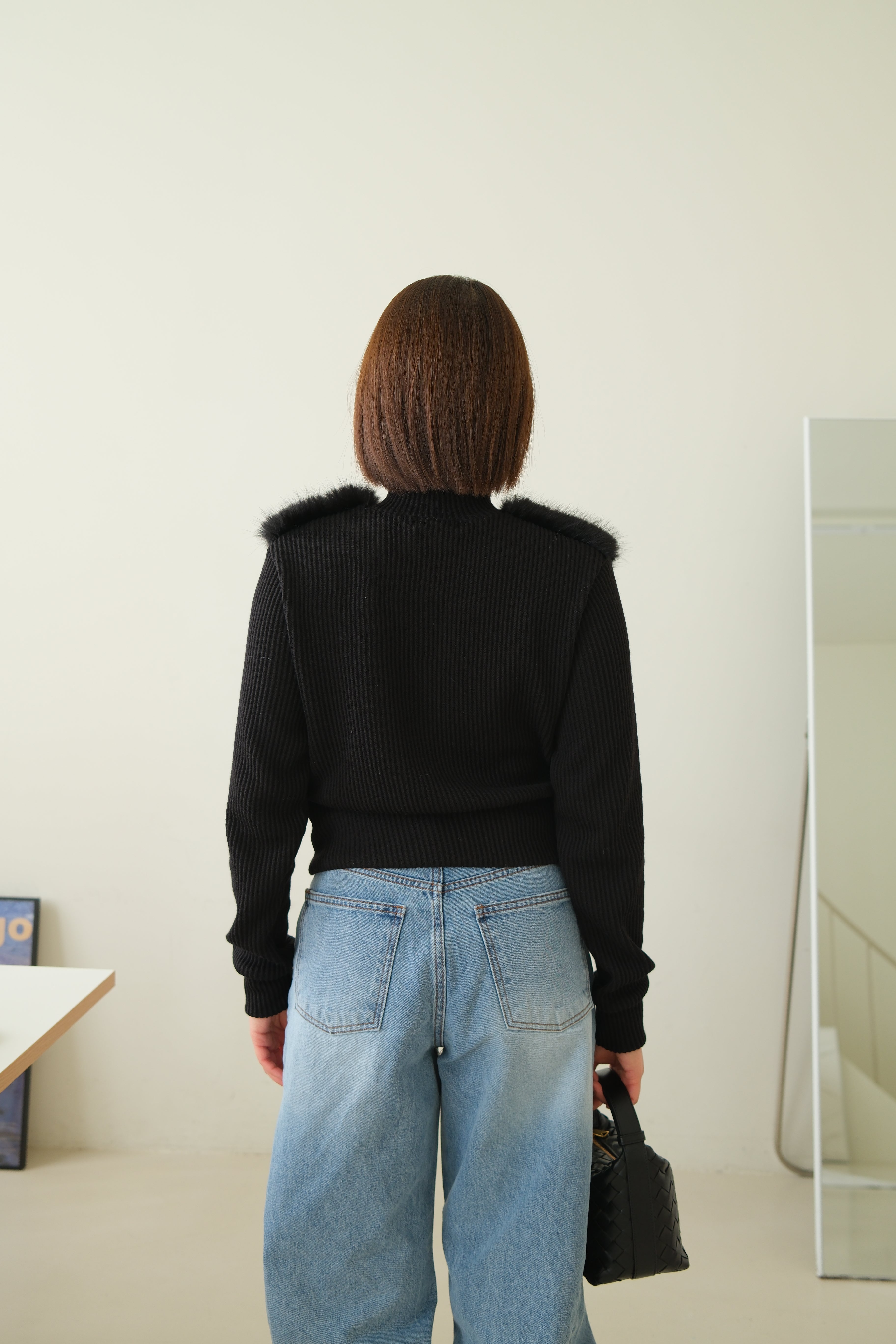 Shaw half faux fur zip up cardigan