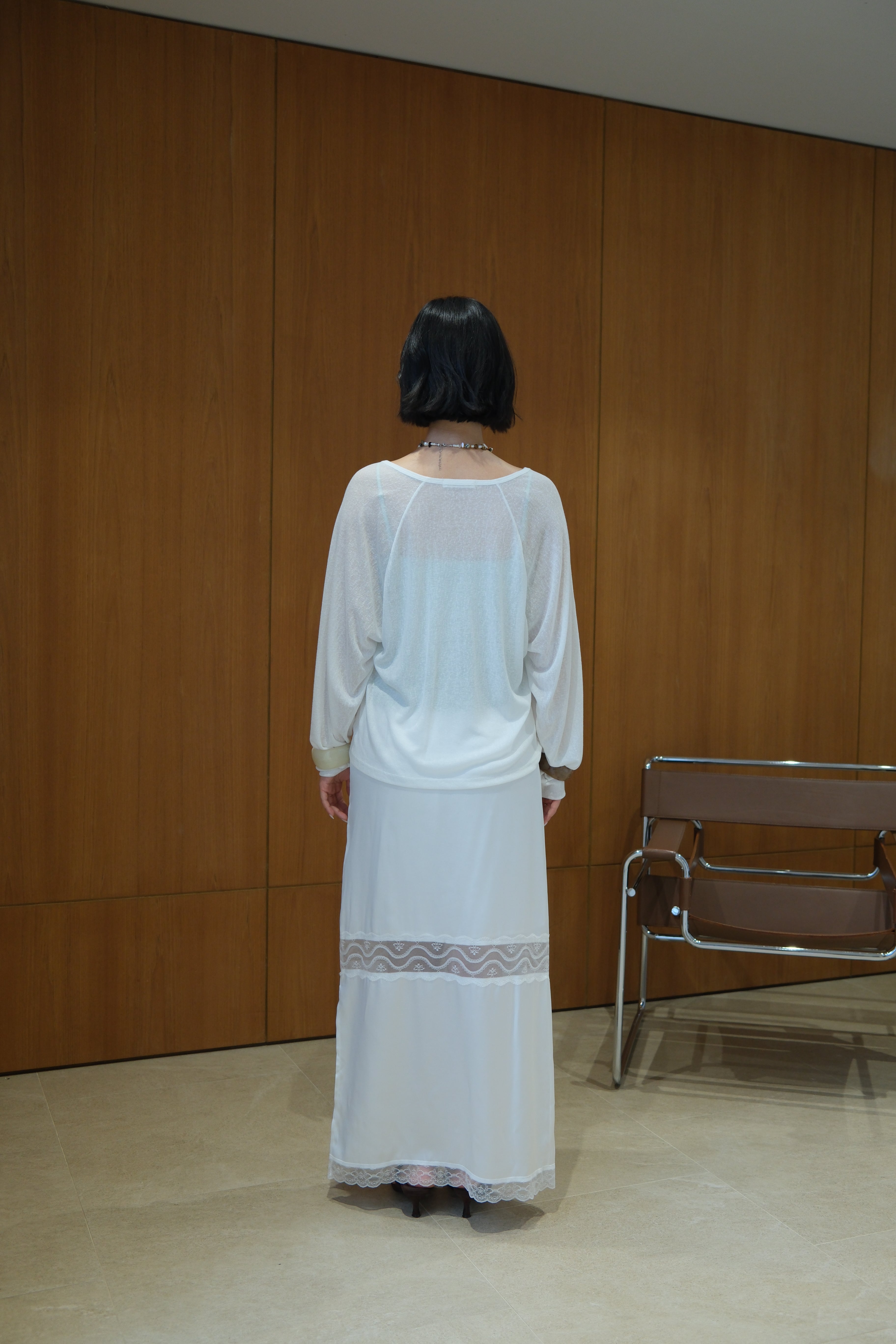 Glow & Mesh Silky maxi Skirt