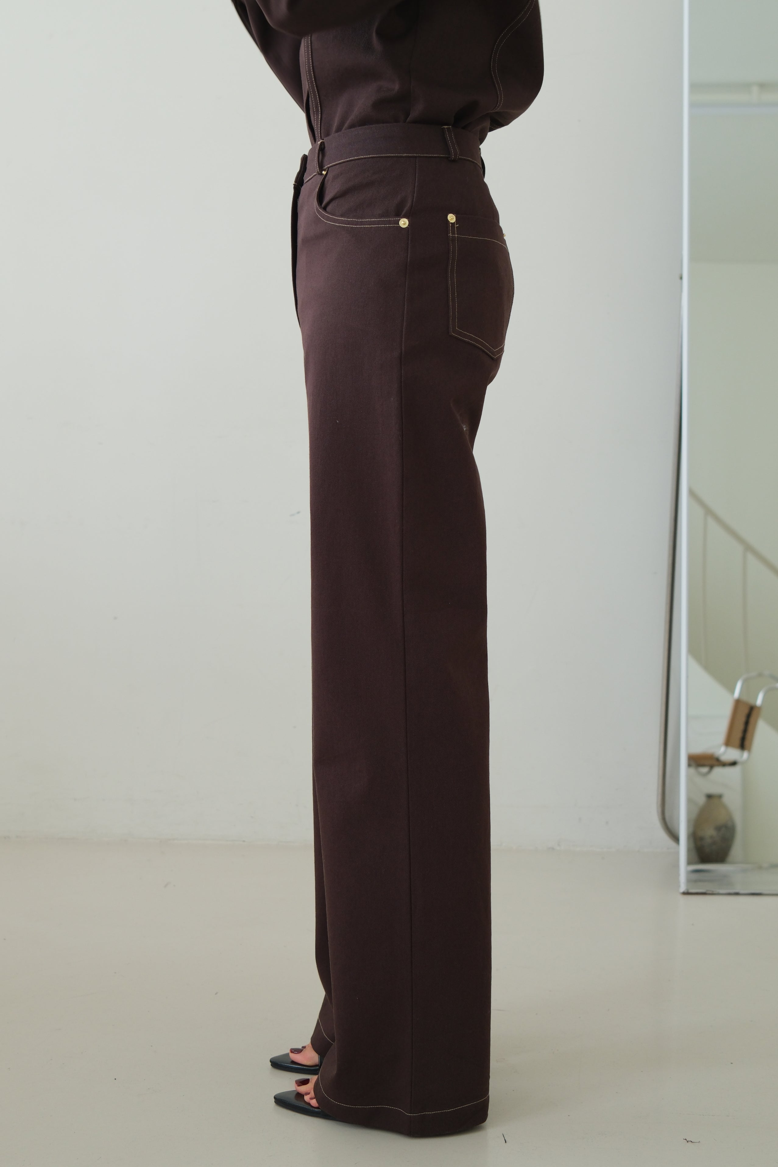 Chino High-Waisted Straight Pants