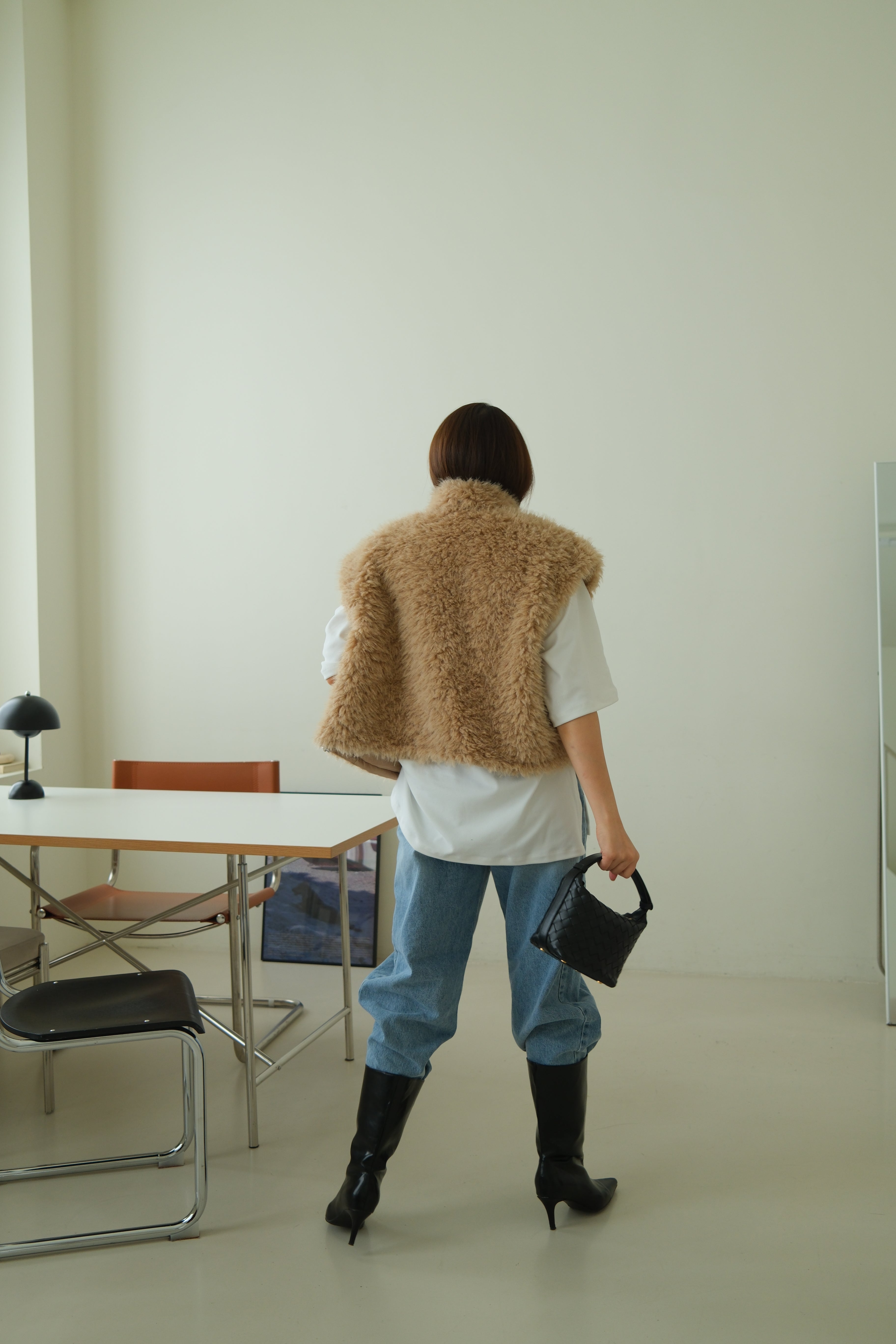 Copen fluffy vest (Adjustable drawstring hem)