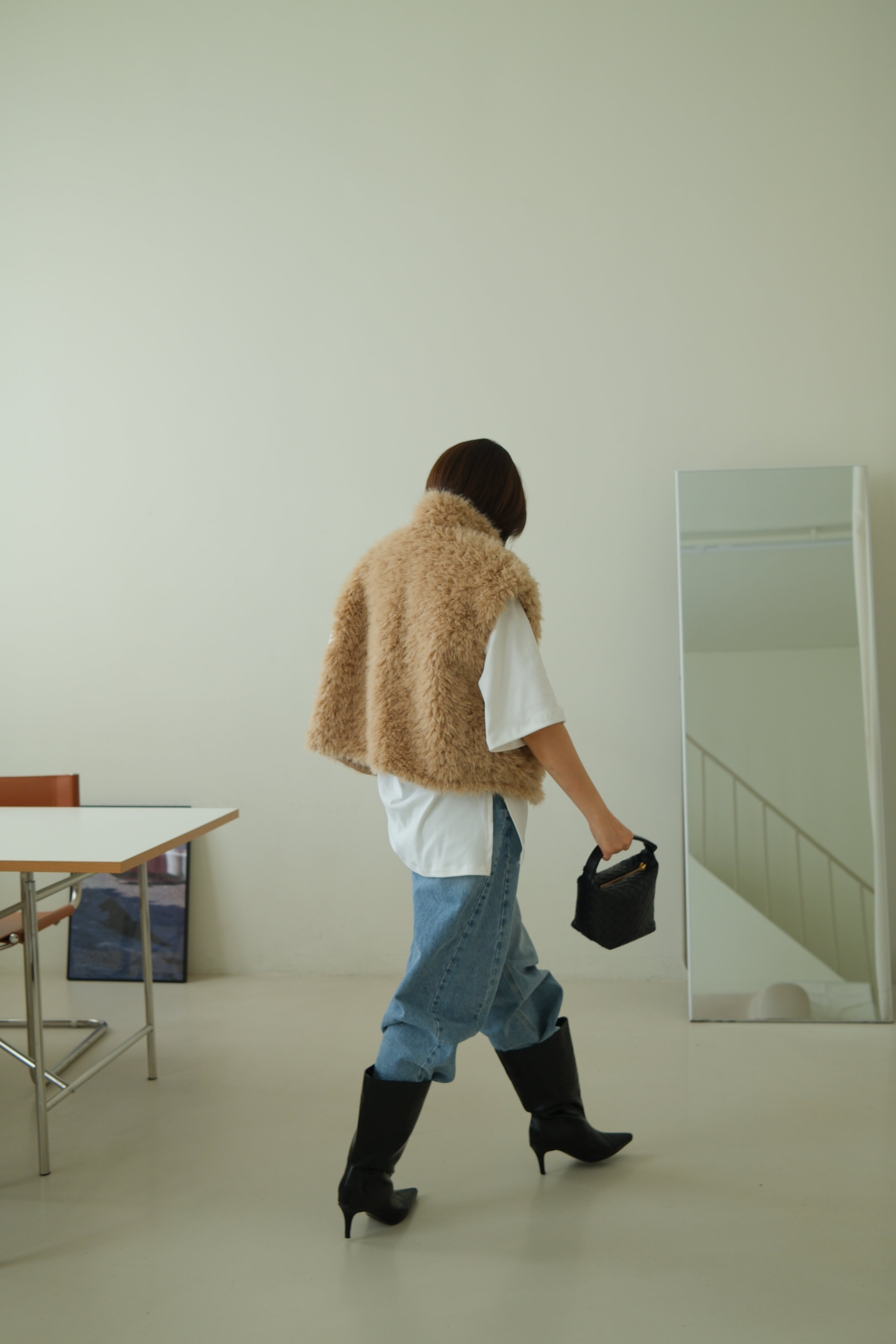 Copen fluffy vest (Adjustable drawstring hem)