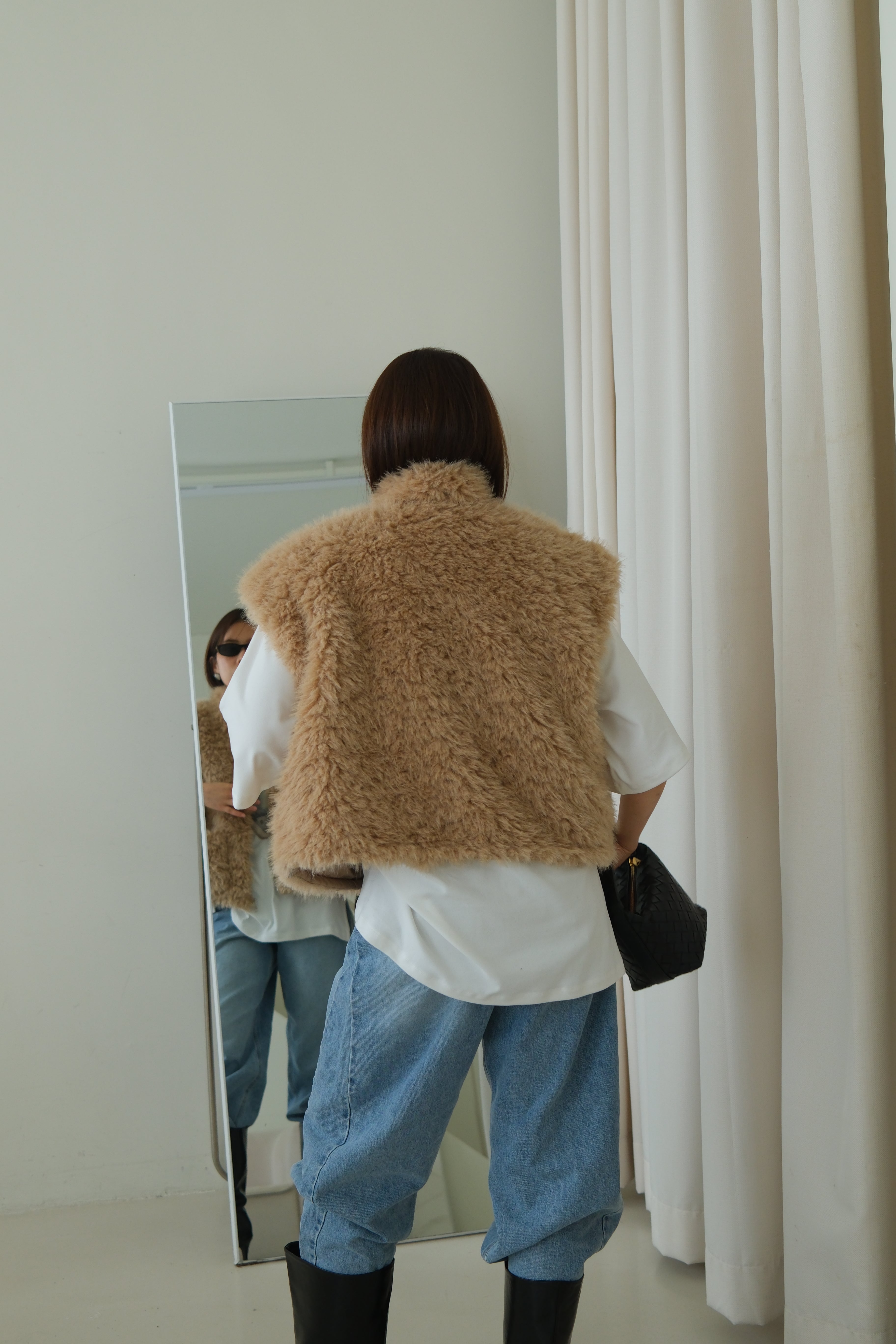 Copen fluffy vest (Adjustable drawstring hem)