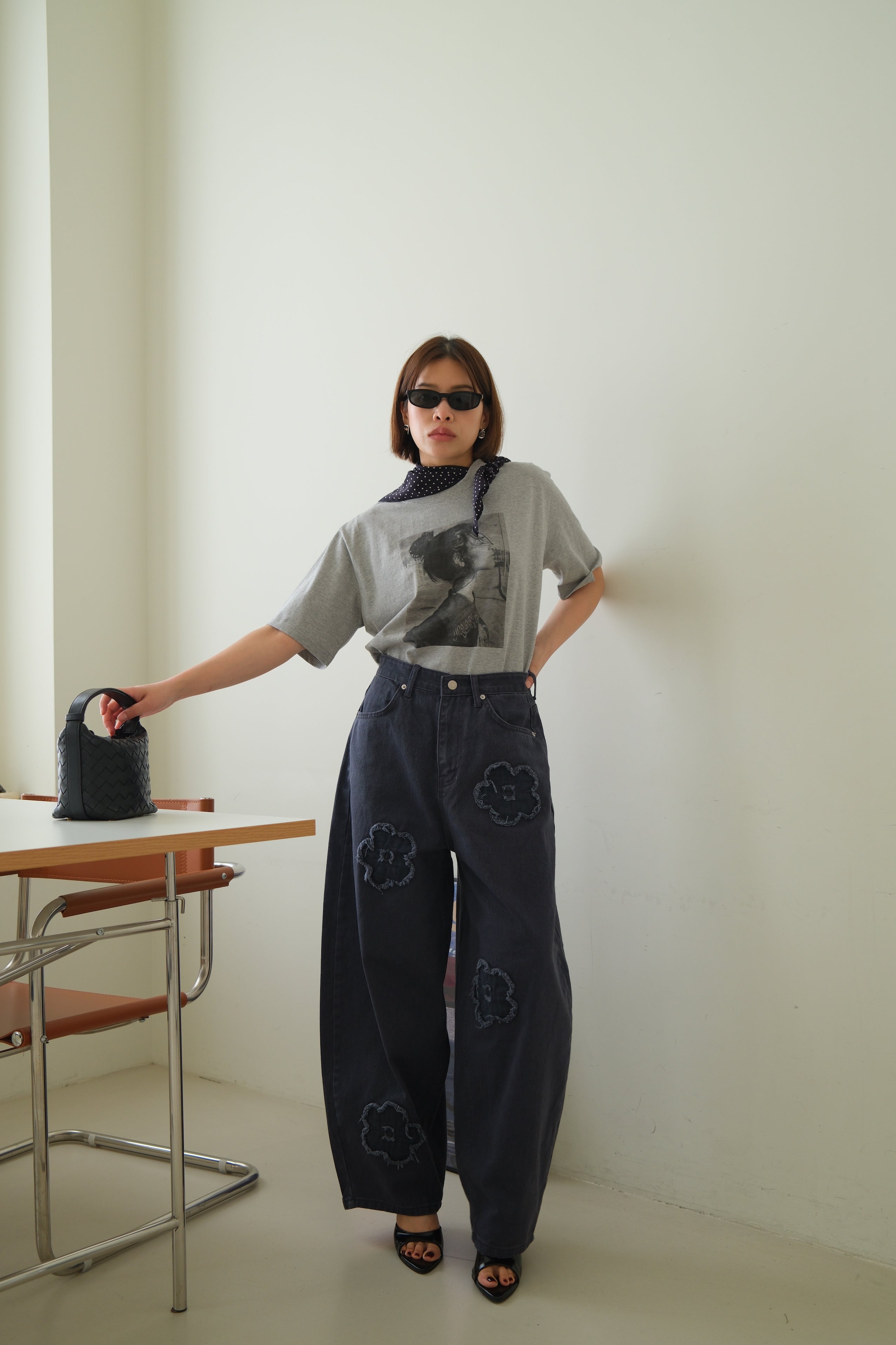 Ashley Graphic Tee with Scarf Detail